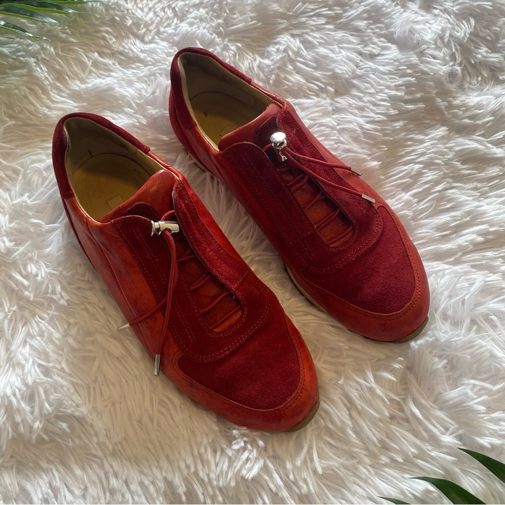 Paul Green Red Leather & Suede Elvis Sneakers | Size 6